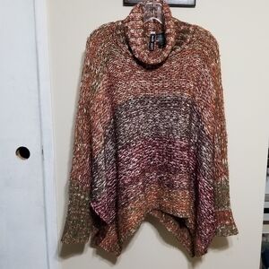 Design Lab Poncho Small Sweater Fall Cozy Multicolored